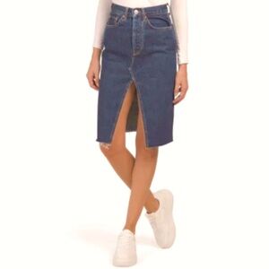 RE/DONE Denim Jean Skirt 26 NEW $395 Dark Wash NWT